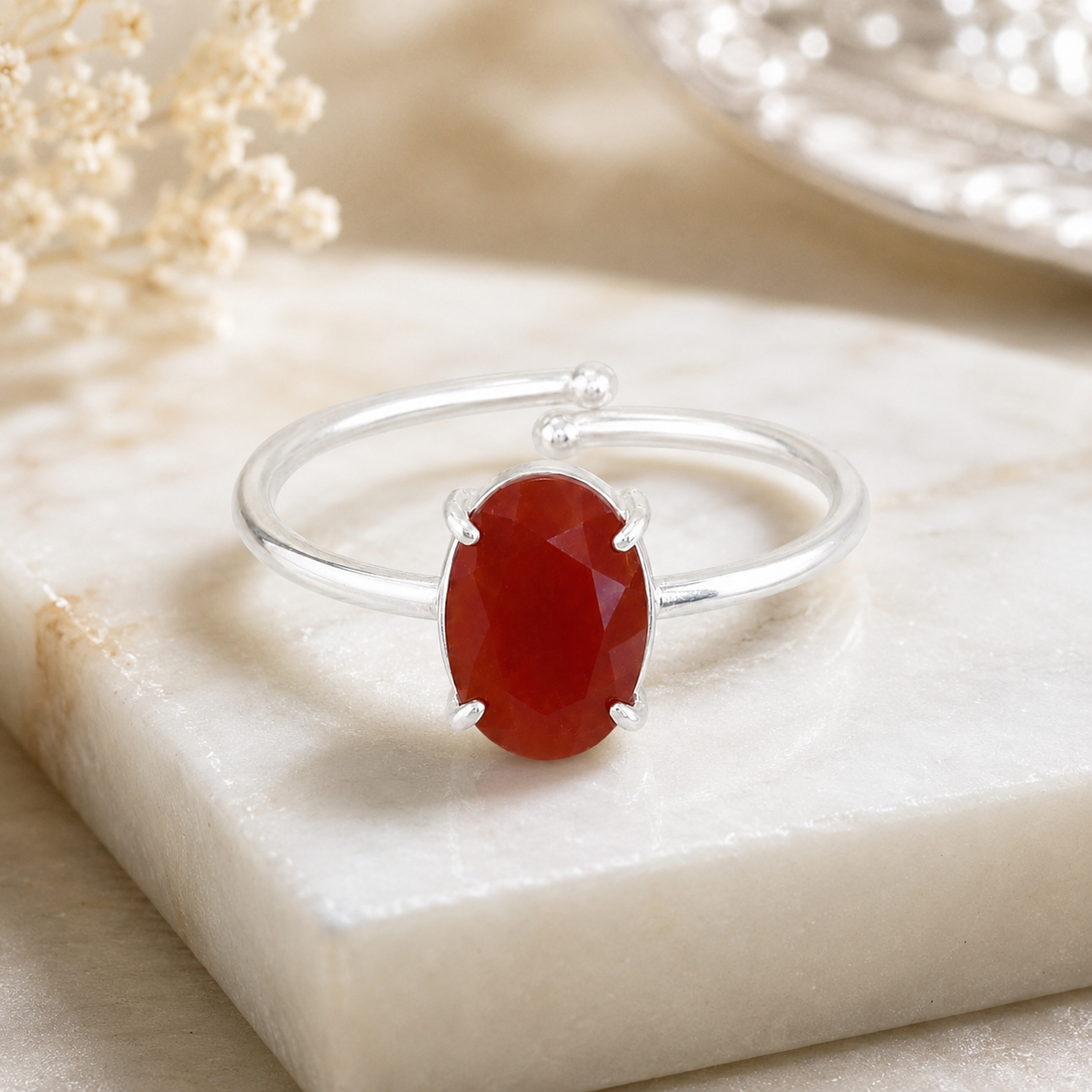 Natural Carnelian Adjustable Ring | Handmade Carnelian Gemstone Ring | Healing Crystal Jewelry