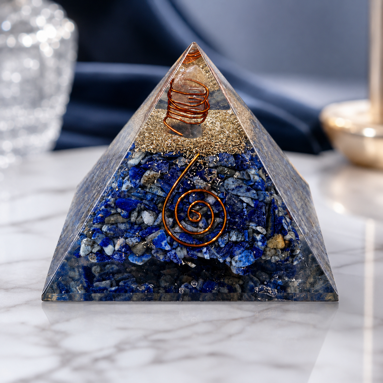Natural Lapis Lazuli Orgonite Pyramid