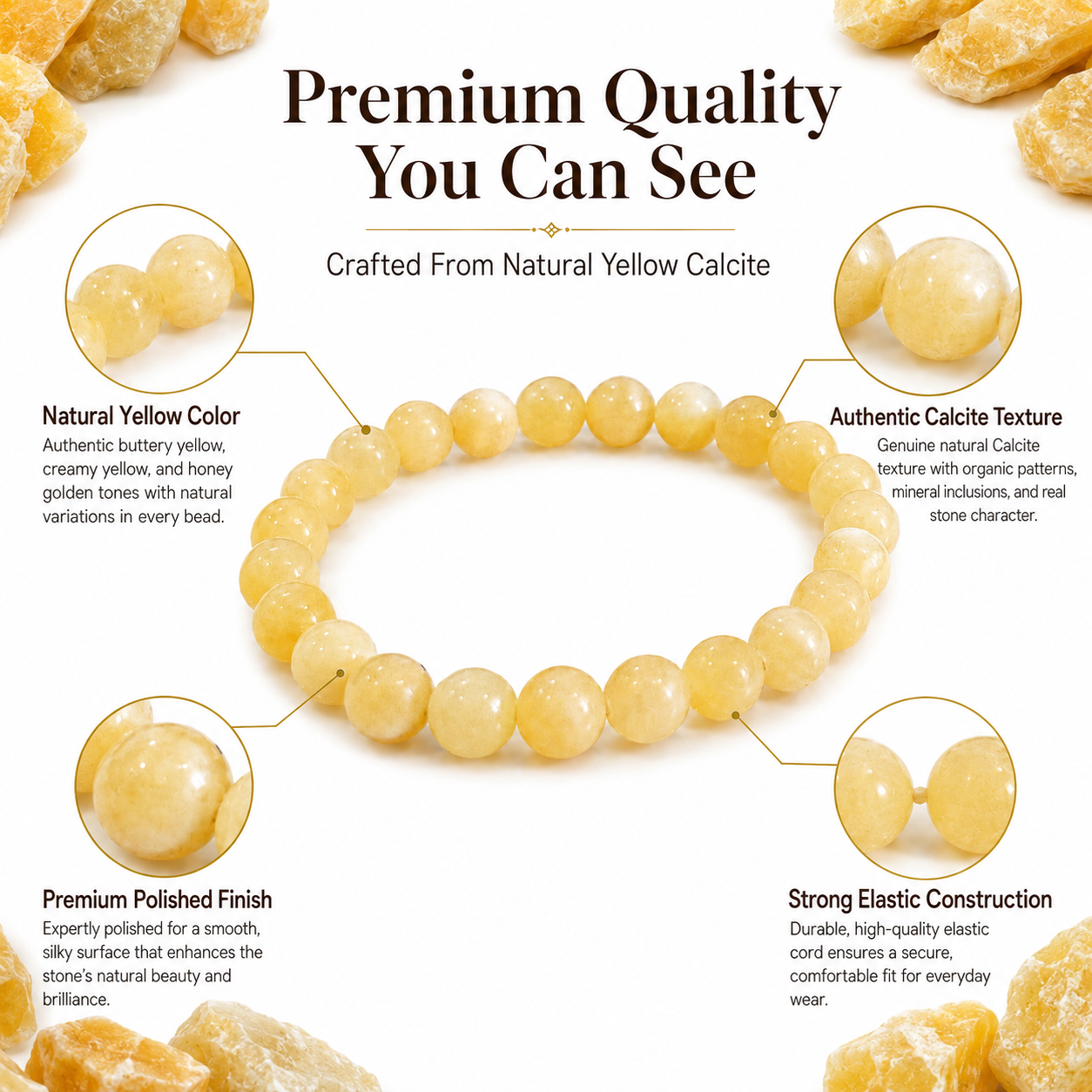 Natural Yellow Calcite Bracelet 8mm