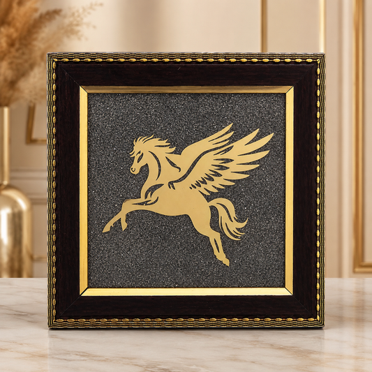 Natural Pyrite Flying Horse Frame | Pegasus Symbol Wall Décor | Handcrafted Decorative Frame for Home & Office