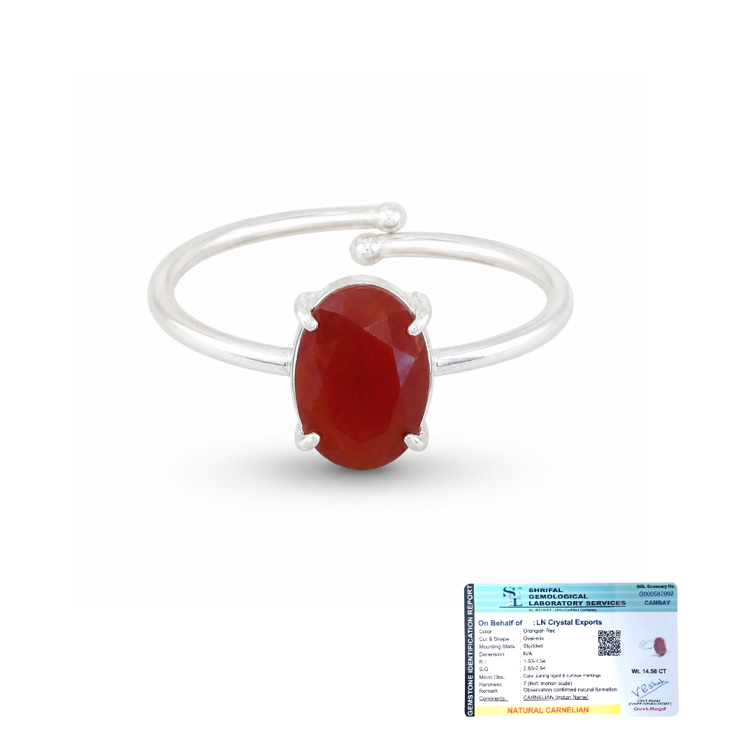 Natural Carnelian Adjustable Ring | Handmade Carnelian Gemstone Ring | Healing Crystal Jewelry