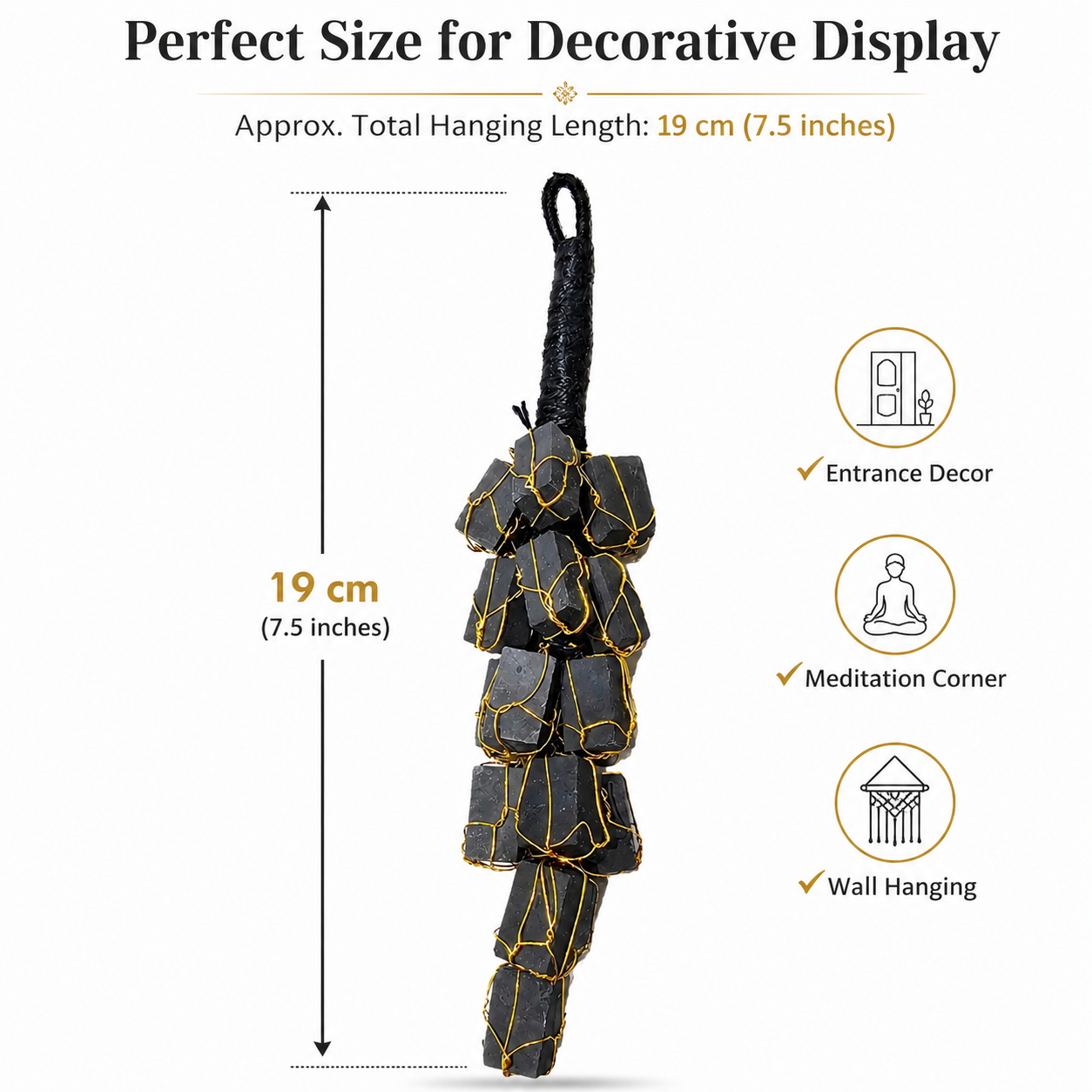 Natural Black Tourmaline Hanging Decor for Home Entrance | Protection Crystal Wall Hanging