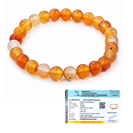 Natural Carnelian Bracelet 8mm | Certified Gemstone Bracelet