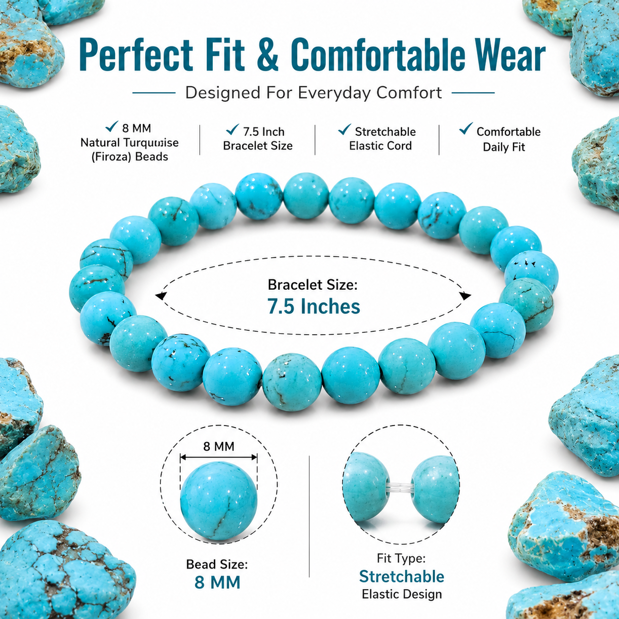 Natural Turquoise Bracelet 8mm