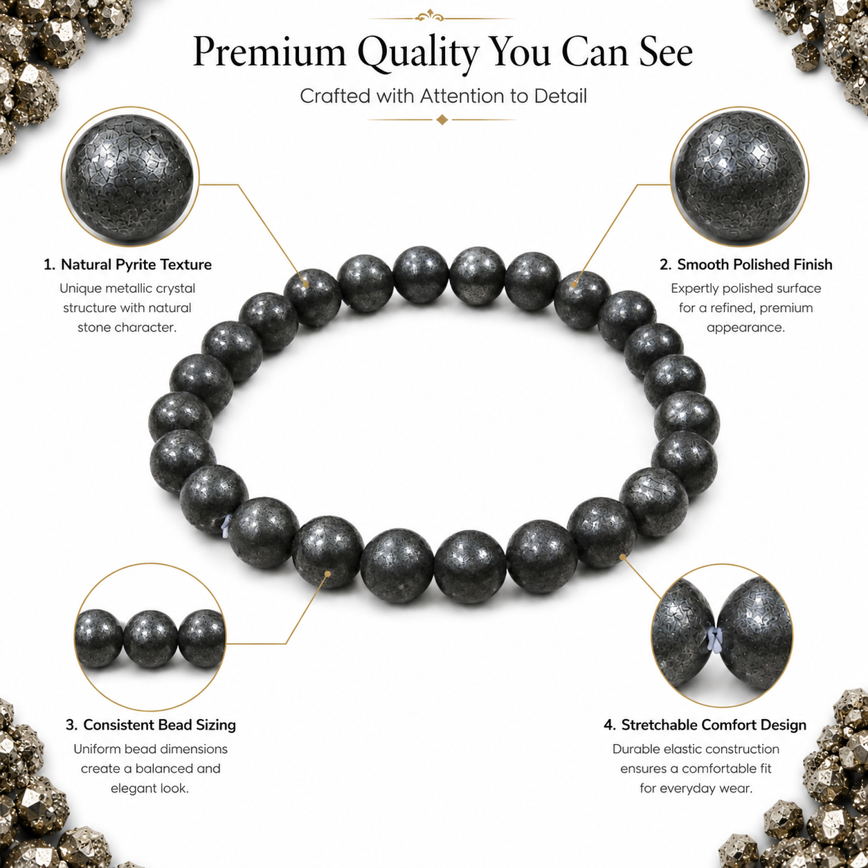 Natural Pyrite Bracelet – Wealth, Confidence & Prosperity Bracelet