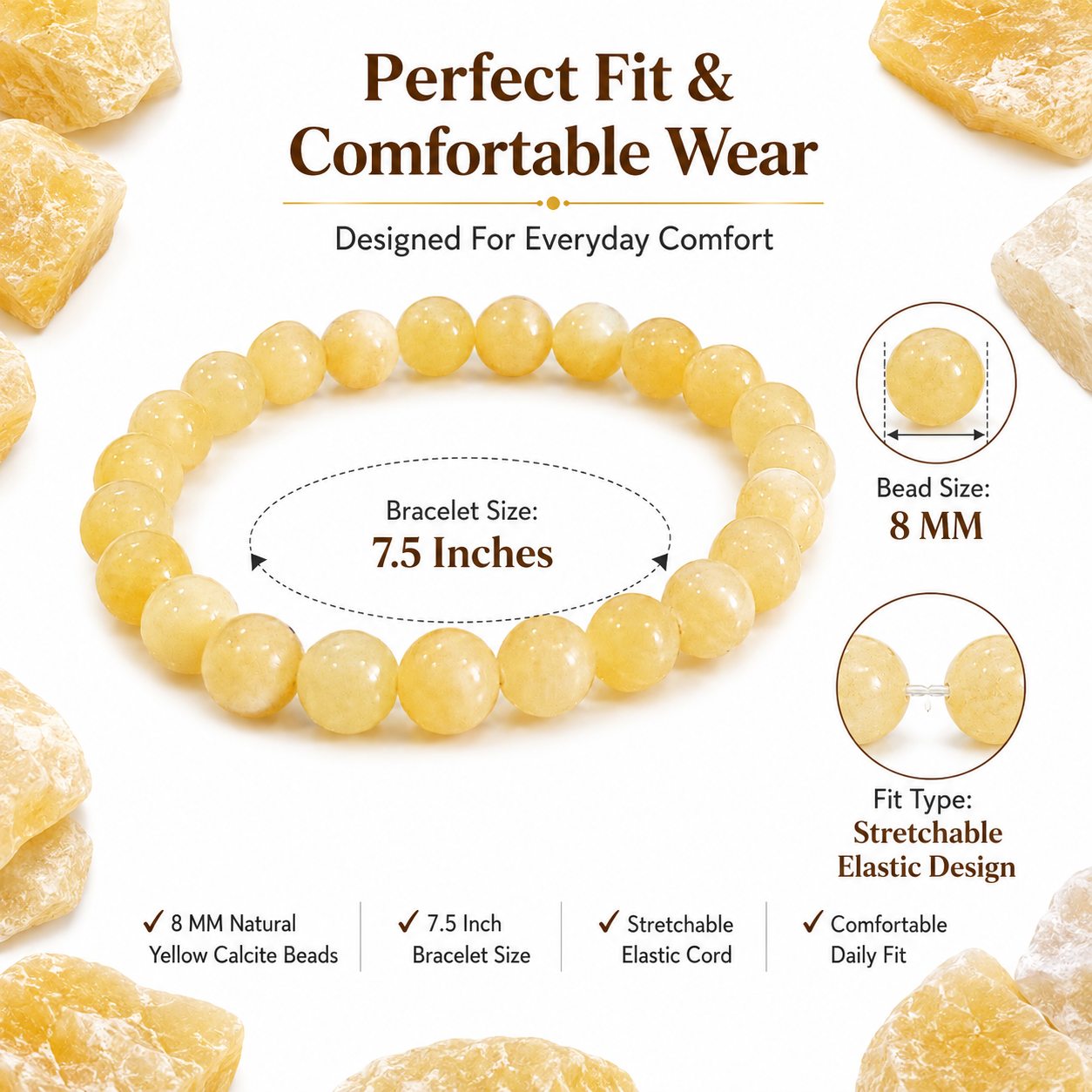 Natural Yellow Calcite Bracelet 8mm