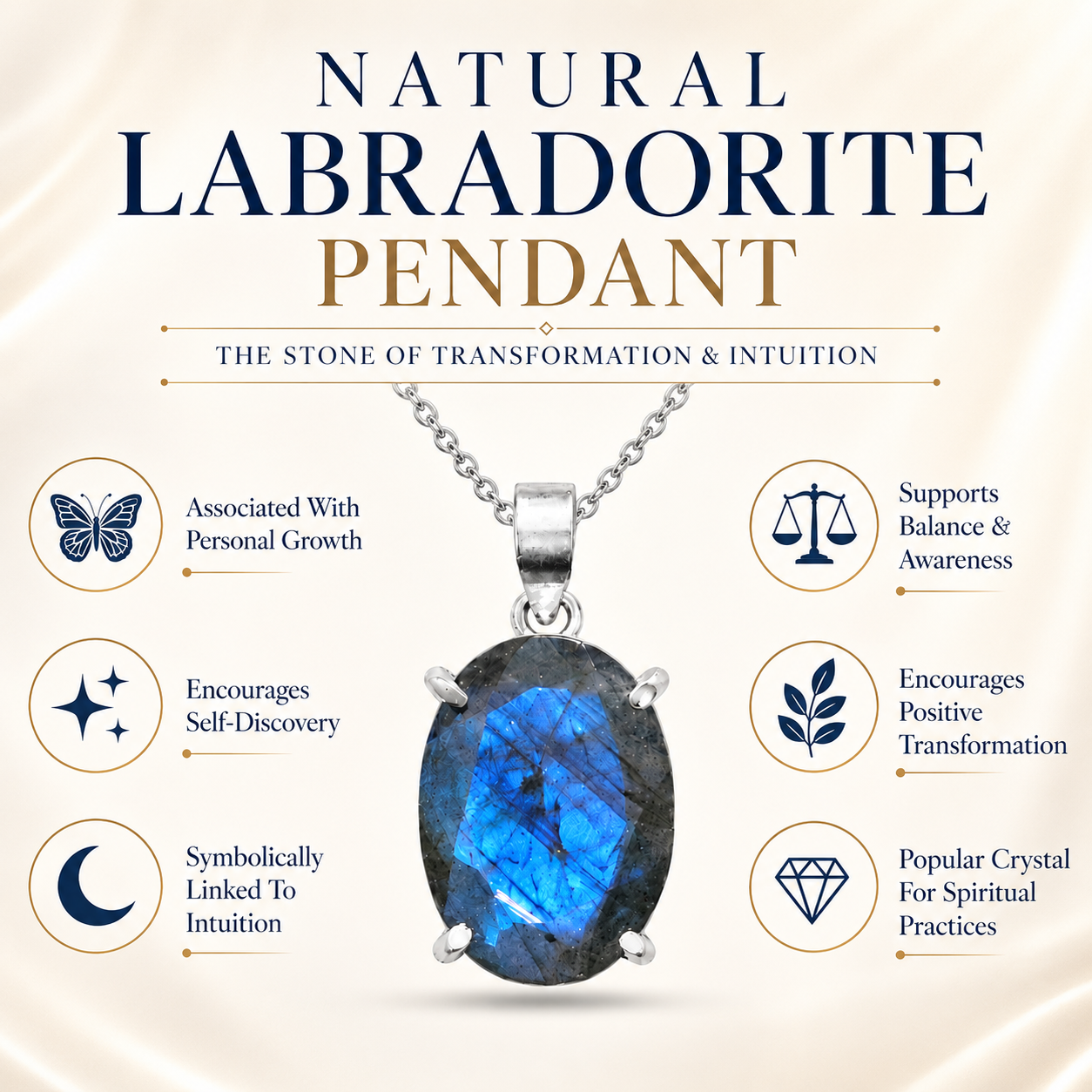Natural Labradorite Pendant | Handmade Labradorite Gemstone Pendant | Flashy Healing Crystal Jewelry