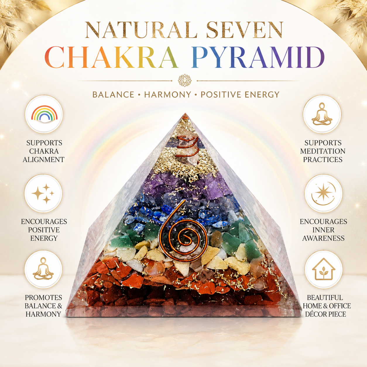 Natural Seven Chakra Orgonite Pyramid