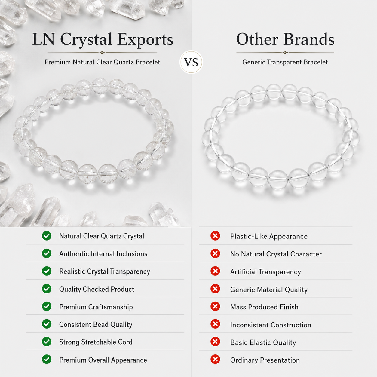Natural Clear Quartz Bracelet 8mm