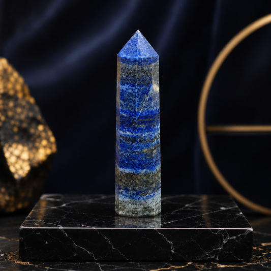 Natural Lapis Lazuli Healing Tower | Premium Polished Lapis Lazuli Crystal Point | Wisdom, Communication & Meditation Crystal