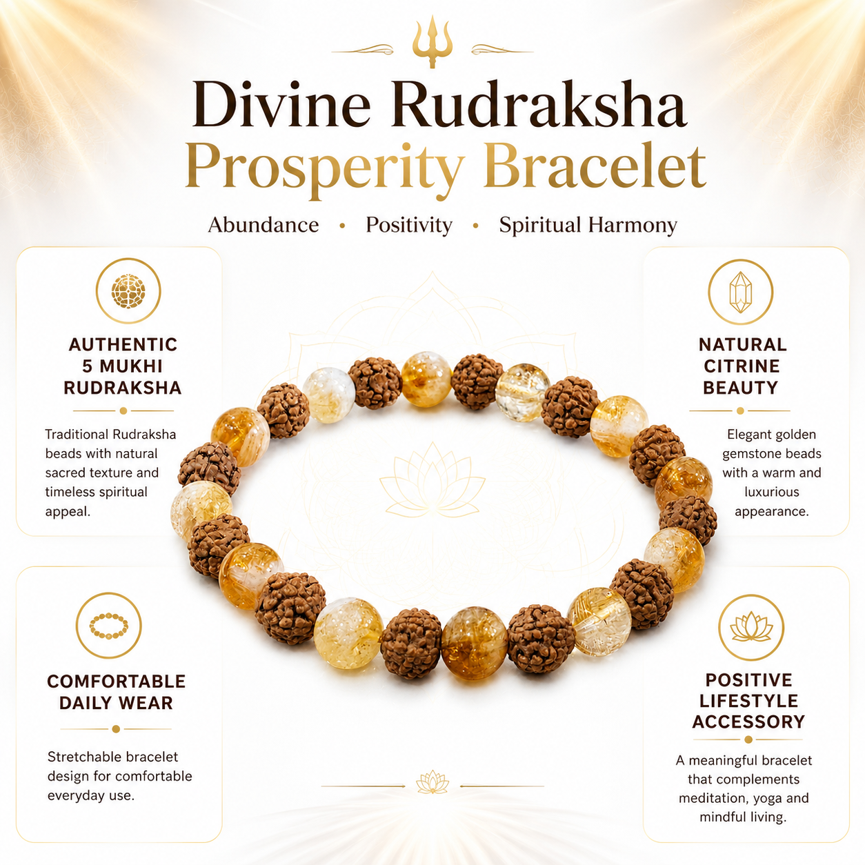 Divine Rudraksha Prosperity Bracelet – Natural Citrine & Rudraksha Abundance Bracelet
