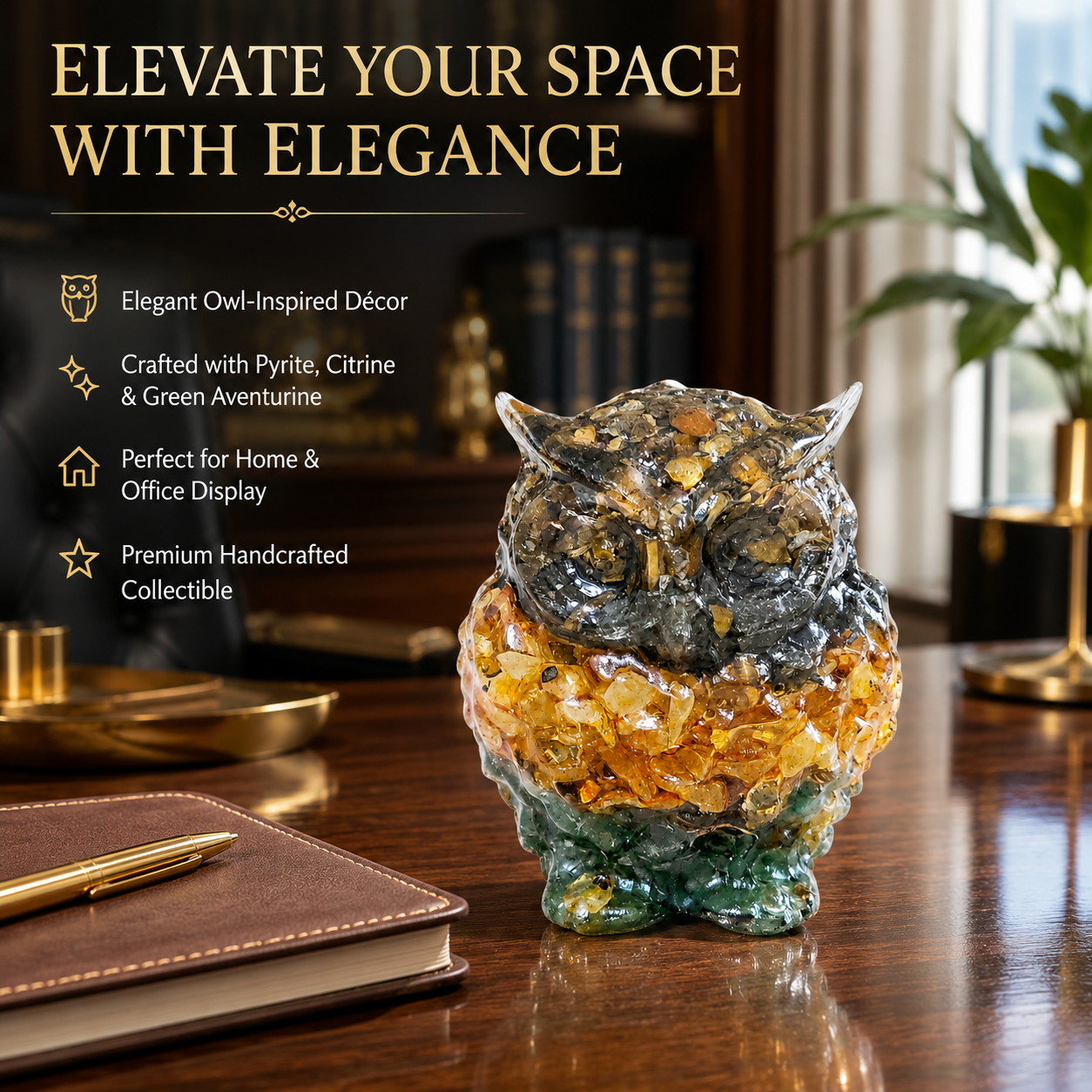 Money Magnet Owl – Handcrafted Crystal Owl
