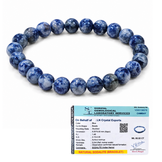 Natural Sodalite Bracelet 8mm | Certified Gemstone Bracelet