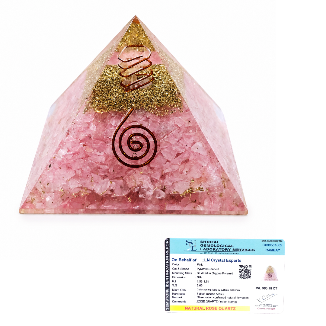Natural Rose Quartz Orgonite Pyramid