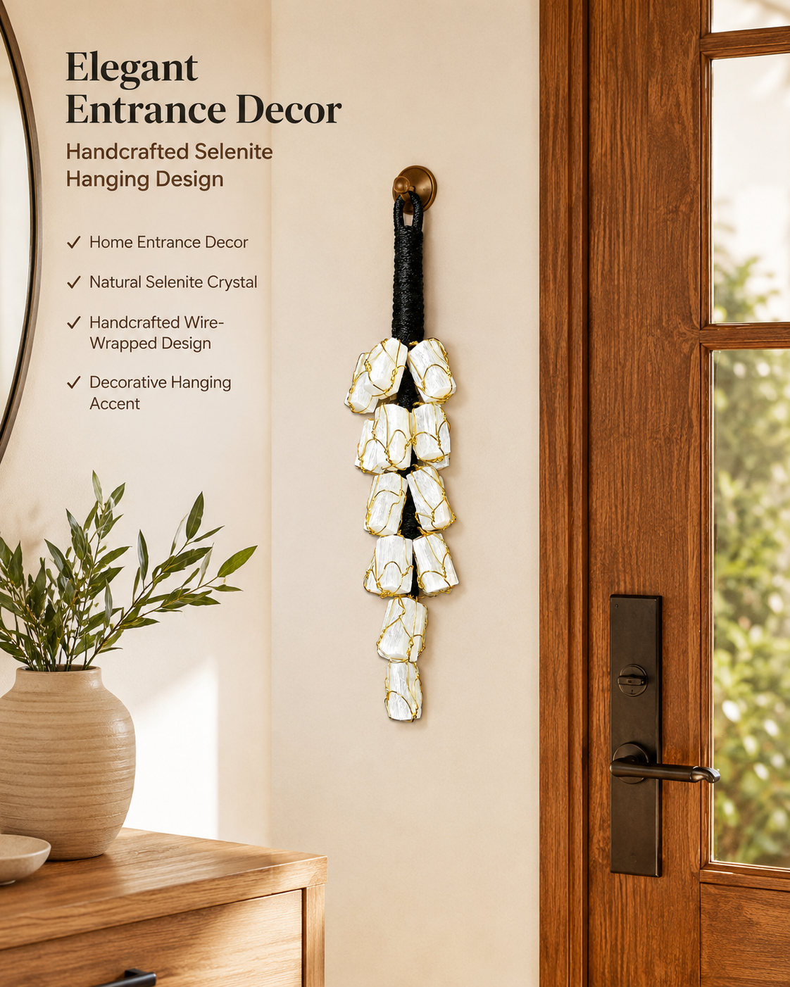 Selenite Crystal Hanging Decor | Natural Home & Meditation Decor