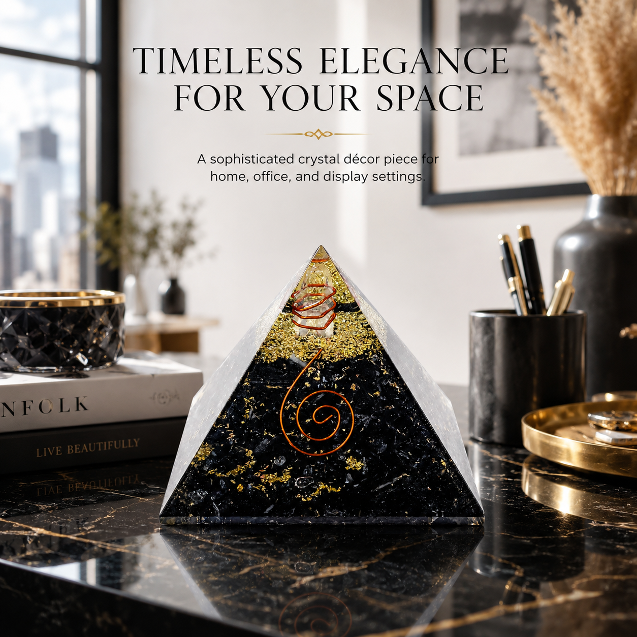 Natural Black Tourmaline Orgonite Pyramid