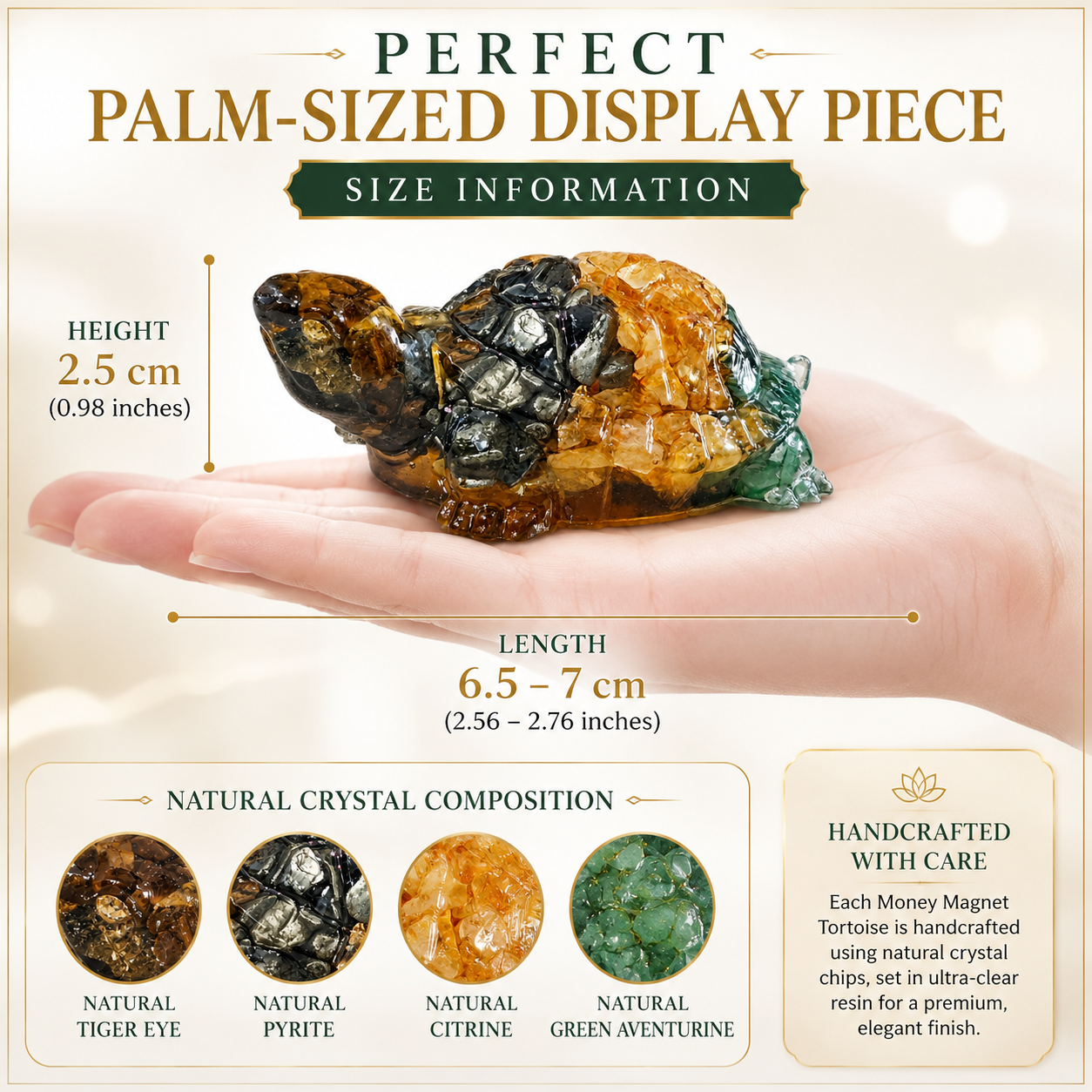 Natural Money Magnet Tortoise – Handcrafted Crystal Tortoise