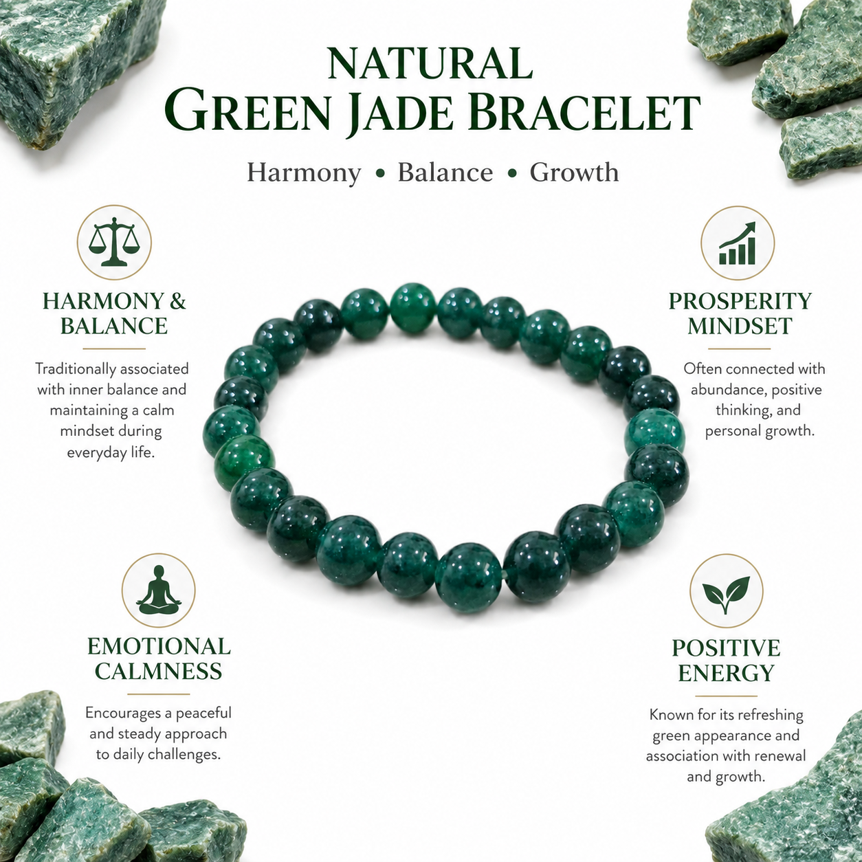 Natural Green Jade Bracelet 8mm