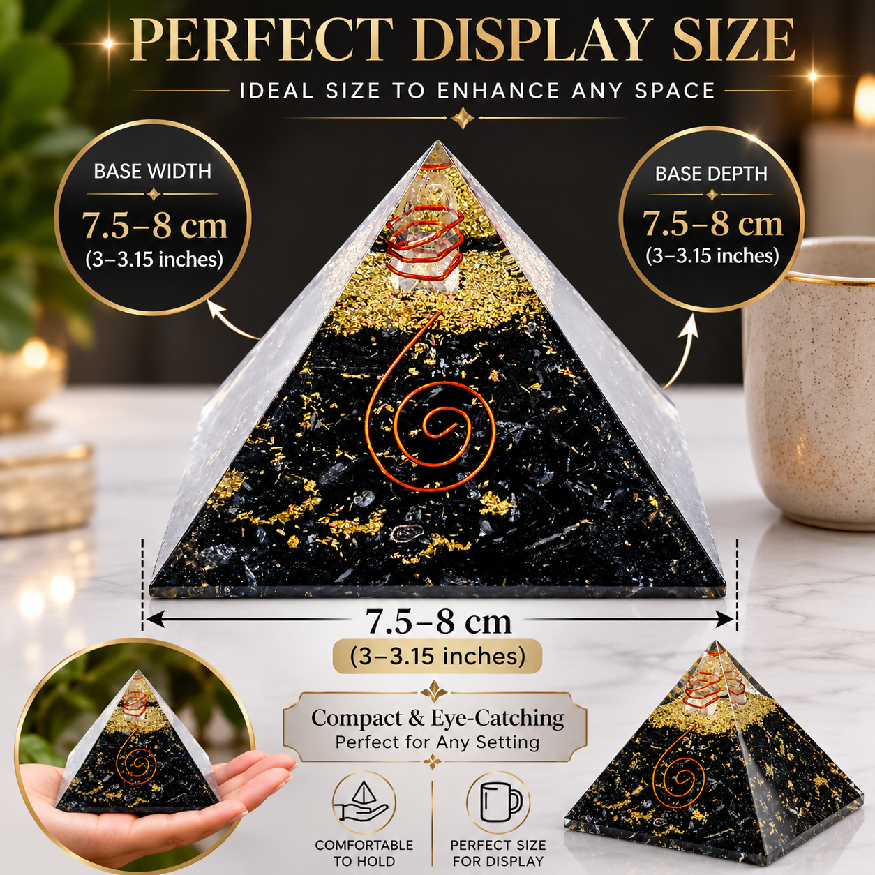 Natural Black Tourmaline Orgonite Pyramid