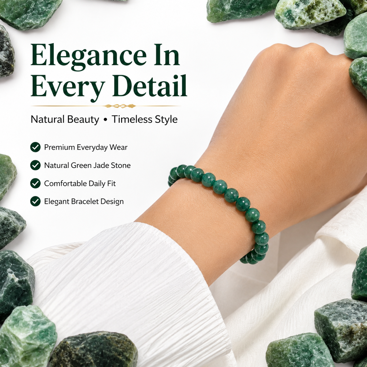 Natural Green Jade Bracelet 8mm