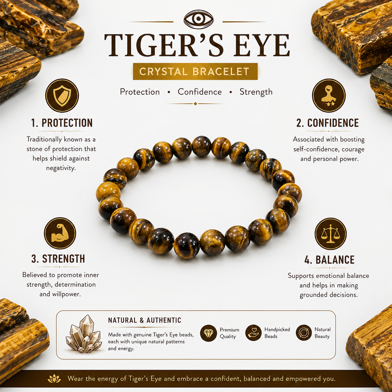 Natural Tiger Eye Bracelet 8mm