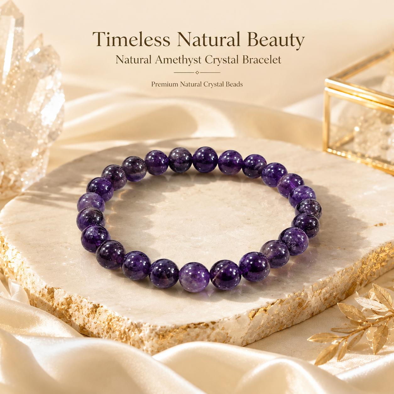 Natural Amethyst Bracelet 8mm - Certified Crystal Bracelet