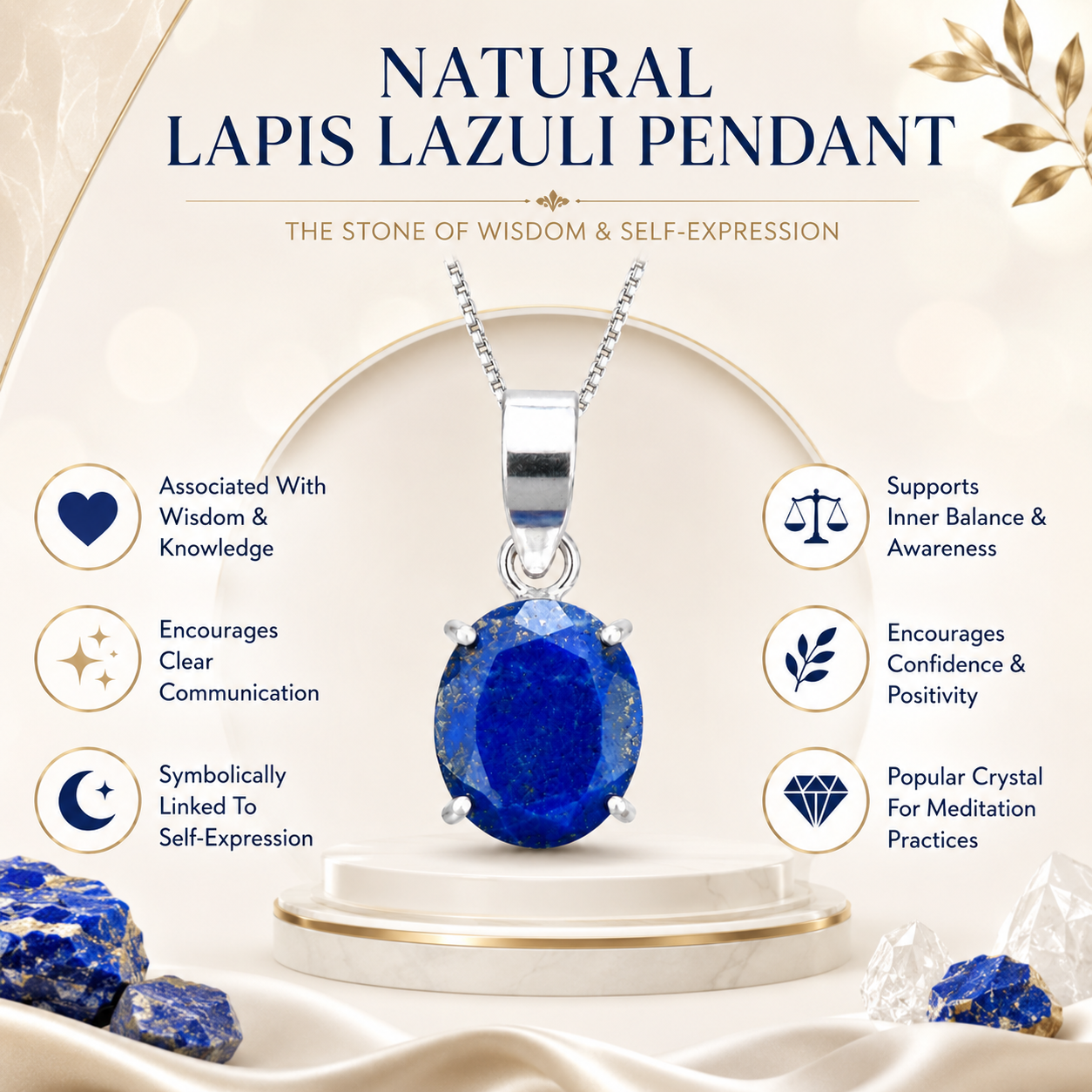 Natural Lapis Lazuli Pendant | Handmade Lapis Lazuli Gemstone Pendant | Healing Crystal Jewelry