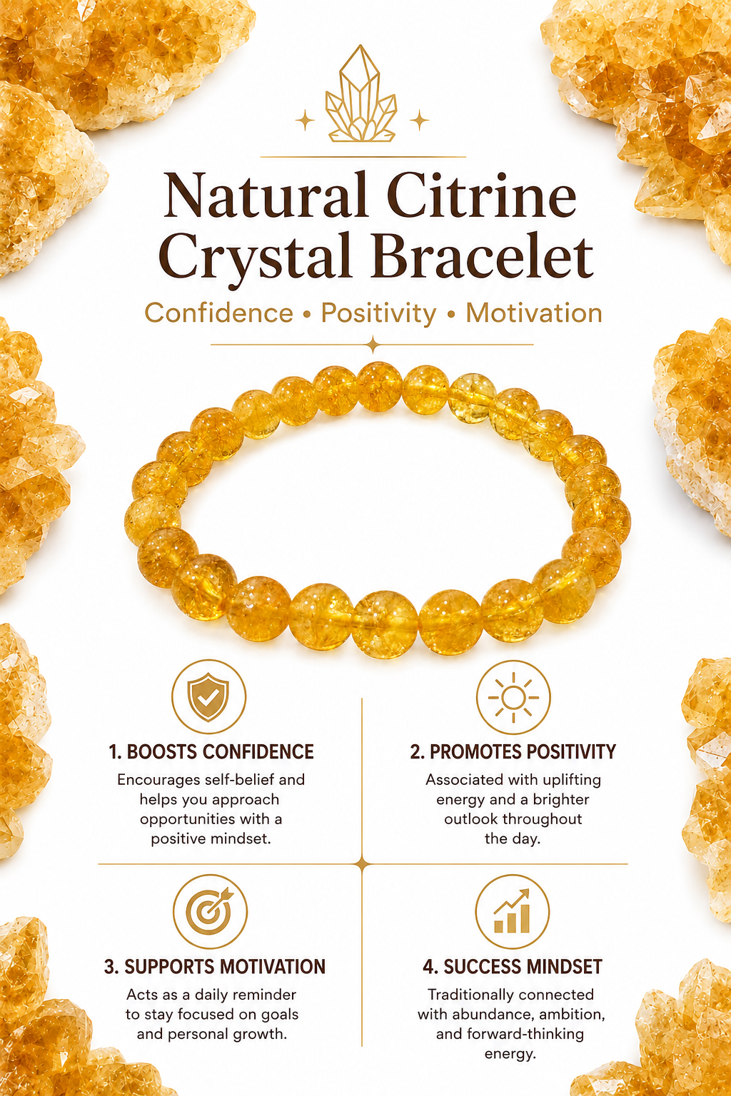 Natural Yellow Citrine Bracelet 8mm