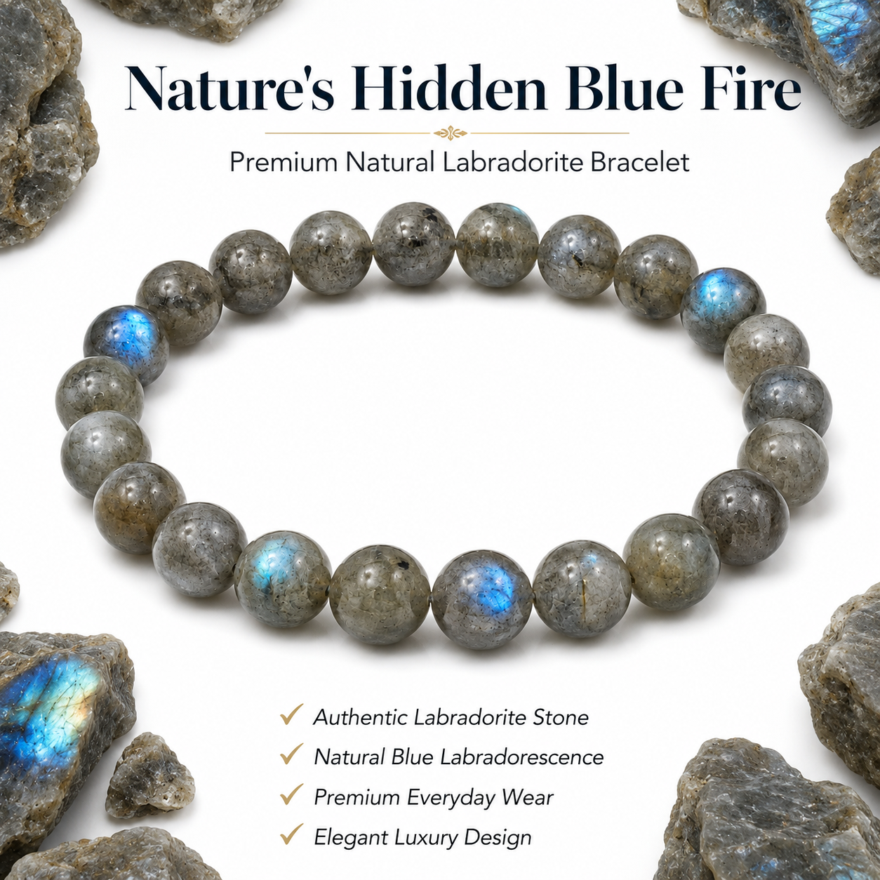 Natural Labradorite Bracelet 8mm | Certified Gemstone Bracelet