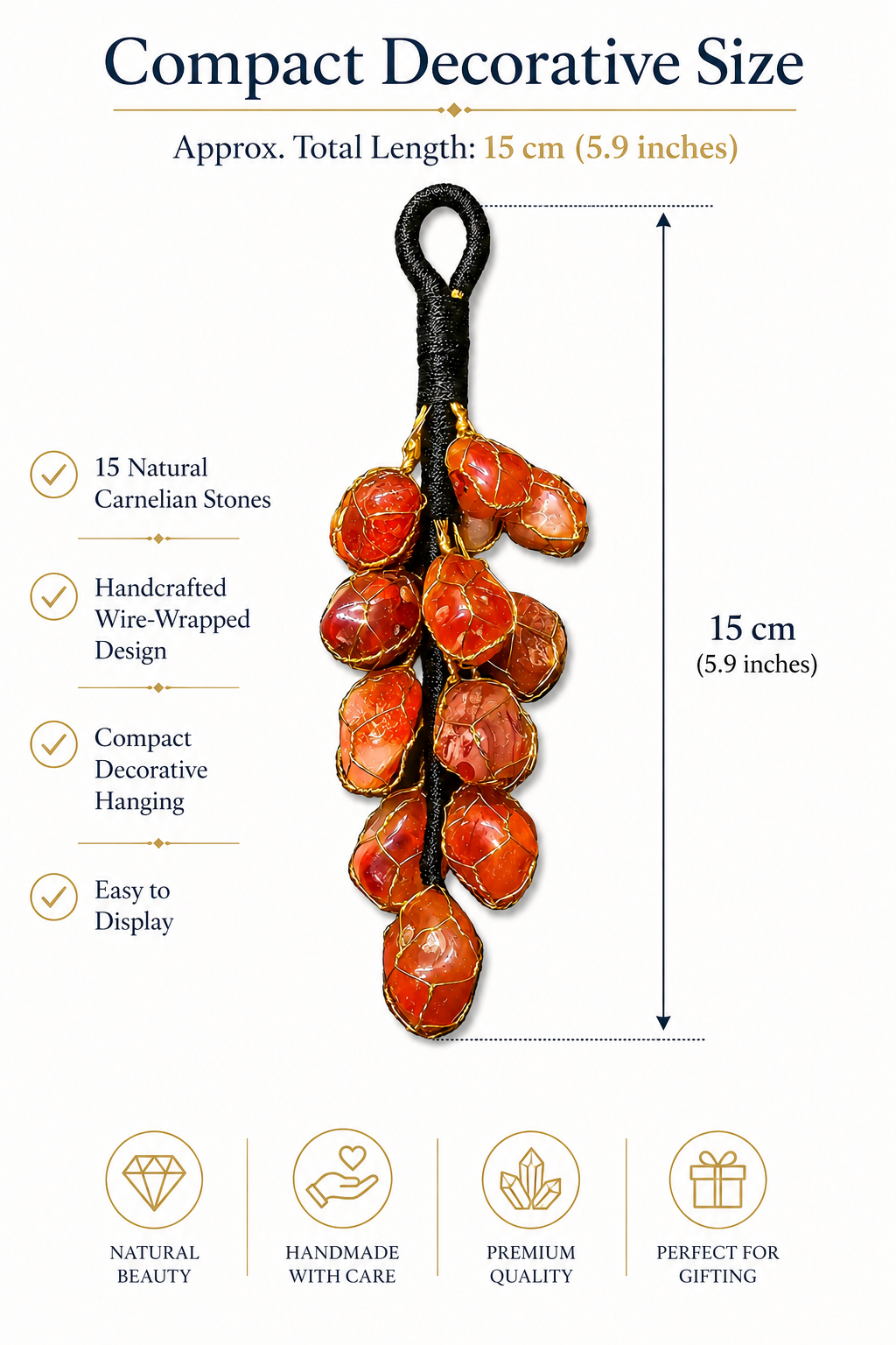 Red Carnelian Hanging Decor | Natural Crystal Hanging | 15 Stone Handmade Home Decor