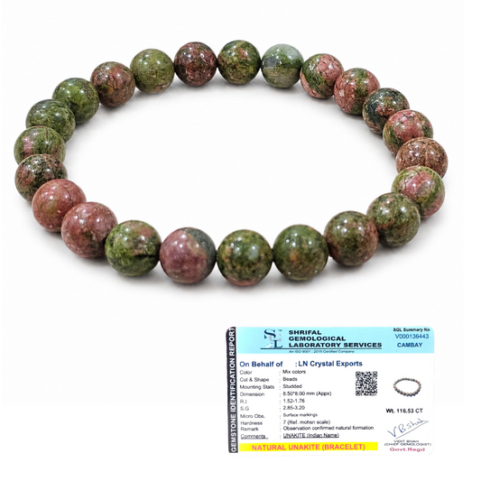 Natural Unakite Bracelet 8mm | Certified Gemstone Bracelet