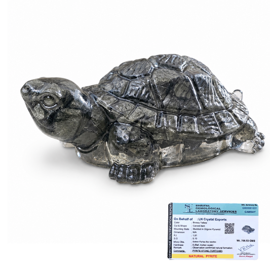 Natural Big Size Pyrite Tortoise – Handcrafted Crystal Tortoise Figurine