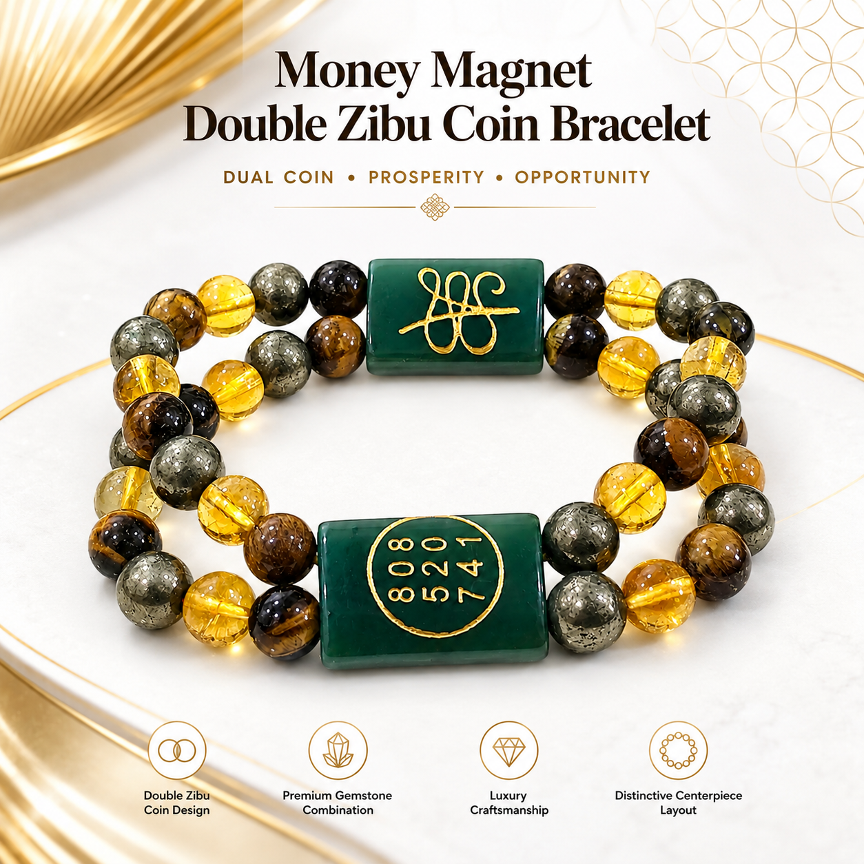 Money Magnet Double Zibu Coin Bracelet – Wealth & Prosperity Edition