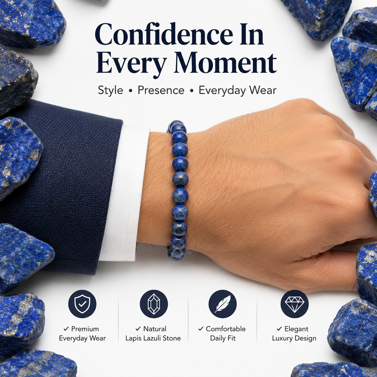 Natural Lapis Lazuli Bracelet 8mm