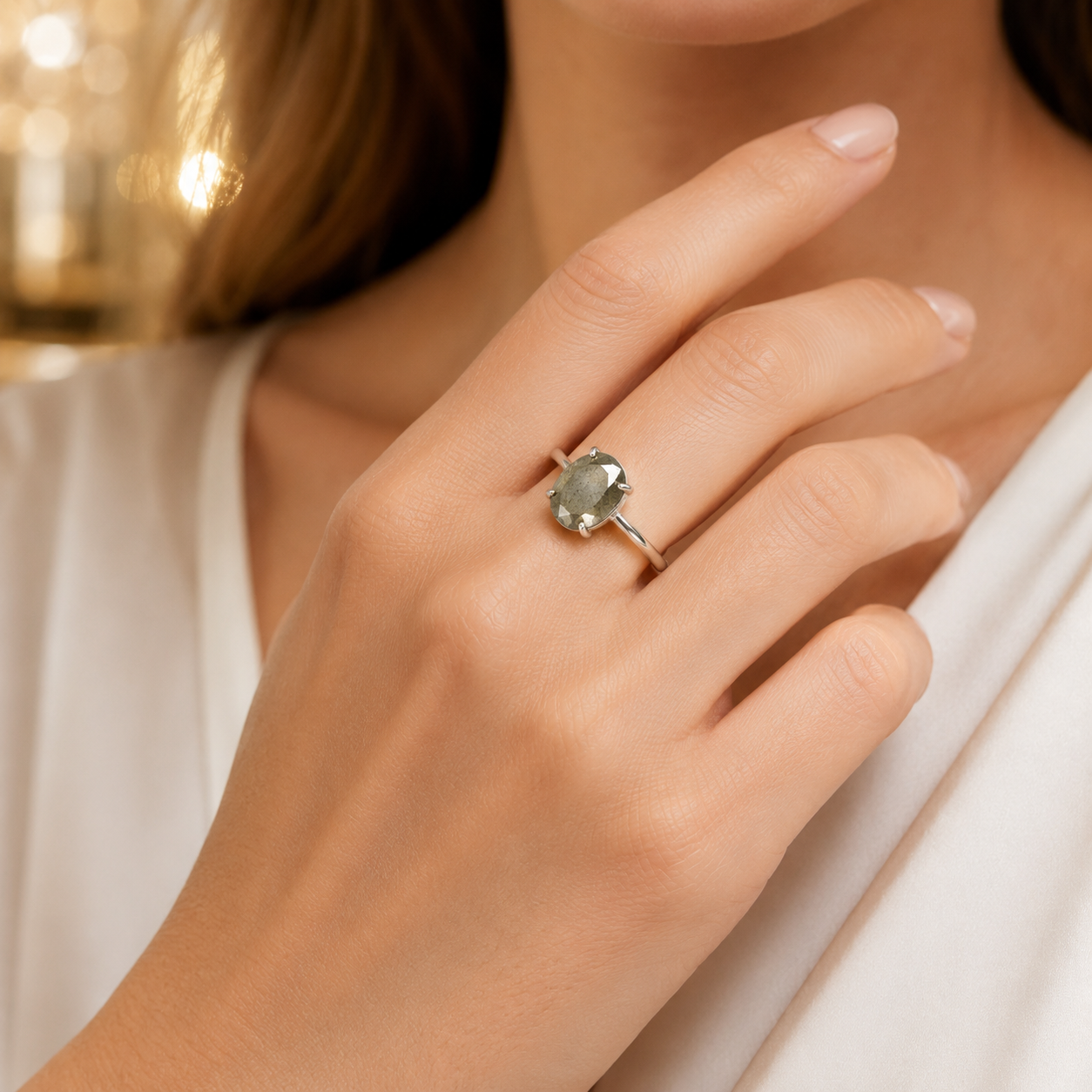 Natural Pyrite Adjustable Ring | Handmade Crystal Gemstone Ring | Healing Crystal Jewelry
