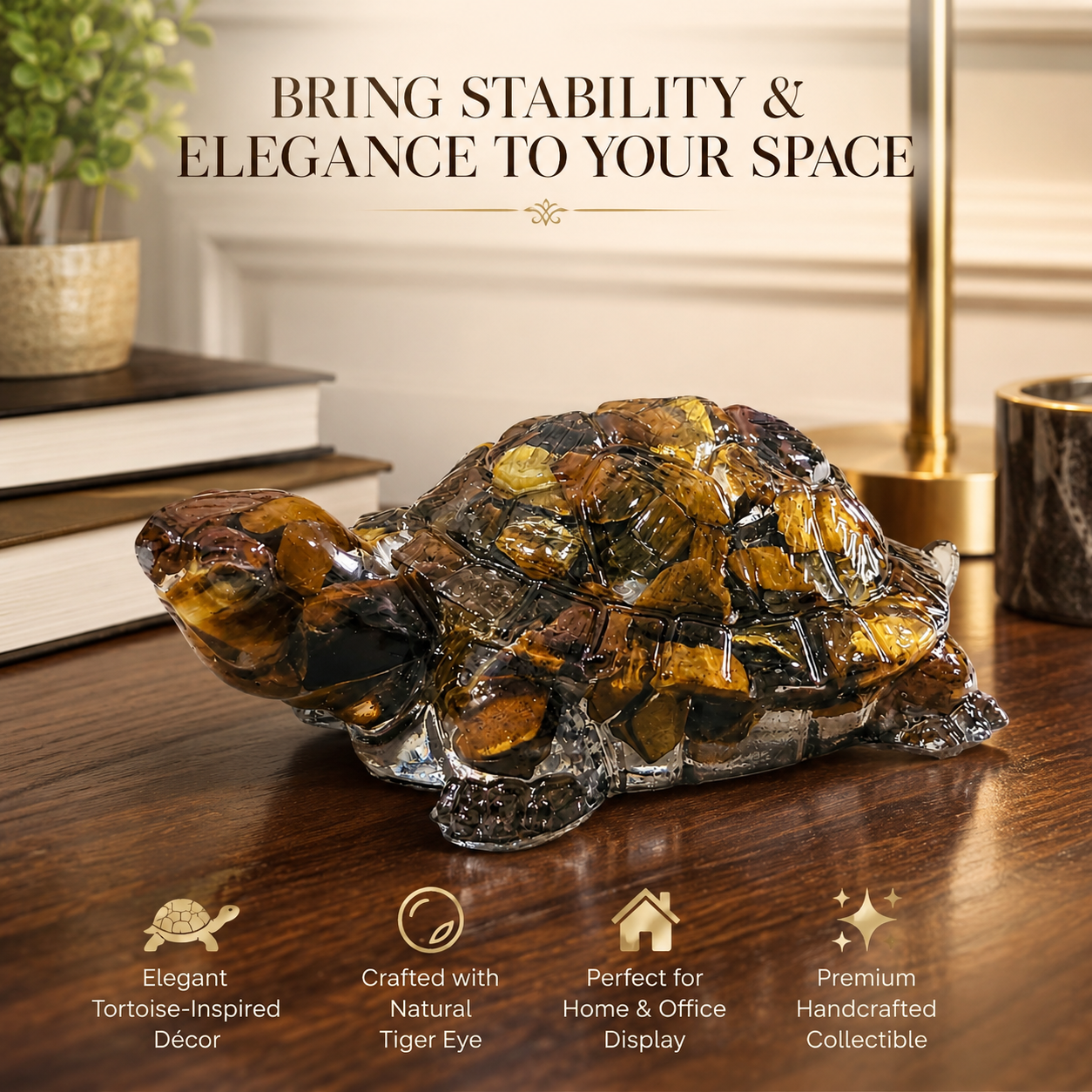 Natural Tiger Eye Tortoise – Handcrafted Crystal Tortoise