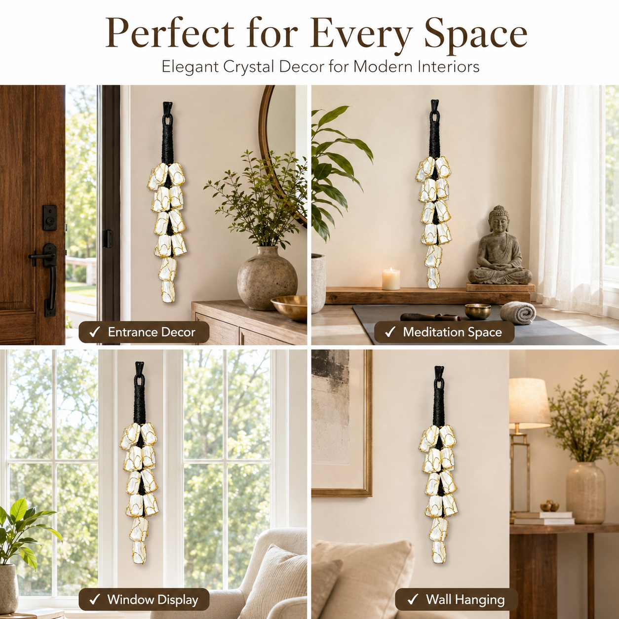 Selenite Crystal Hanging Decor | Natural Home & Meditation Decor