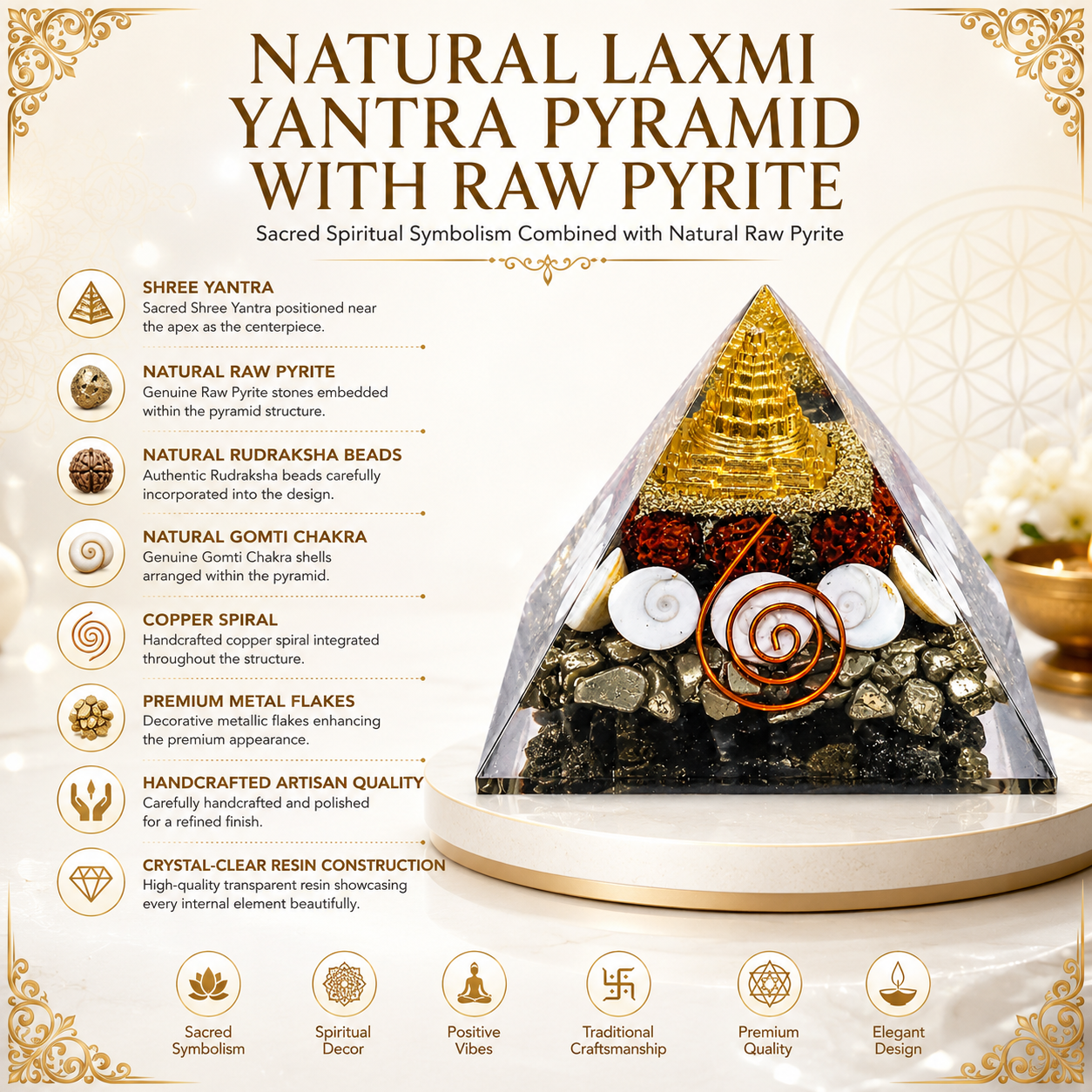 Shree Laxmi Pyramid with Pyrite