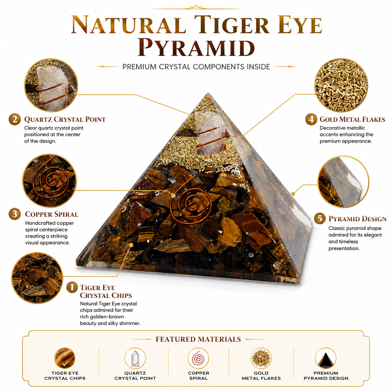 Natural Tiger Eye Orgonite Pyramid