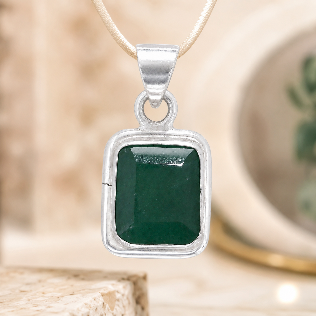 Natural Green Jade Pendant | Handmade Green Jade Gemstone Pendant | Healing Crystal Jewelry