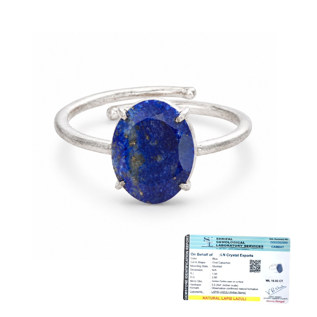 Natural Lapis Lazuli Adjustable Ring | Handmade Crystal Gemstone Ring | Healing Crystal Jewelry