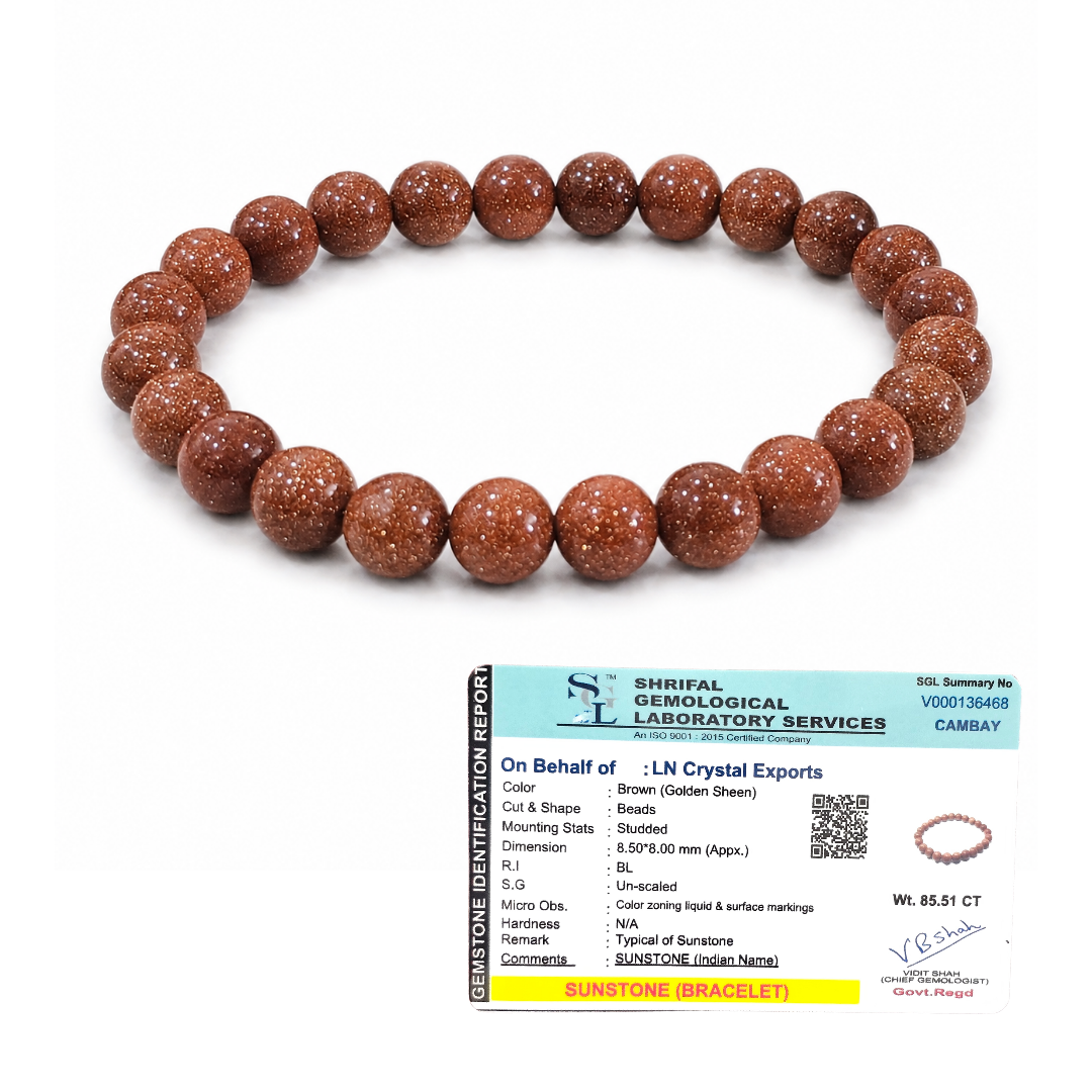 Red Goldstone Bracelet 8mm | Certified Success, Ambition & Positive Energy Crystal Bracelet