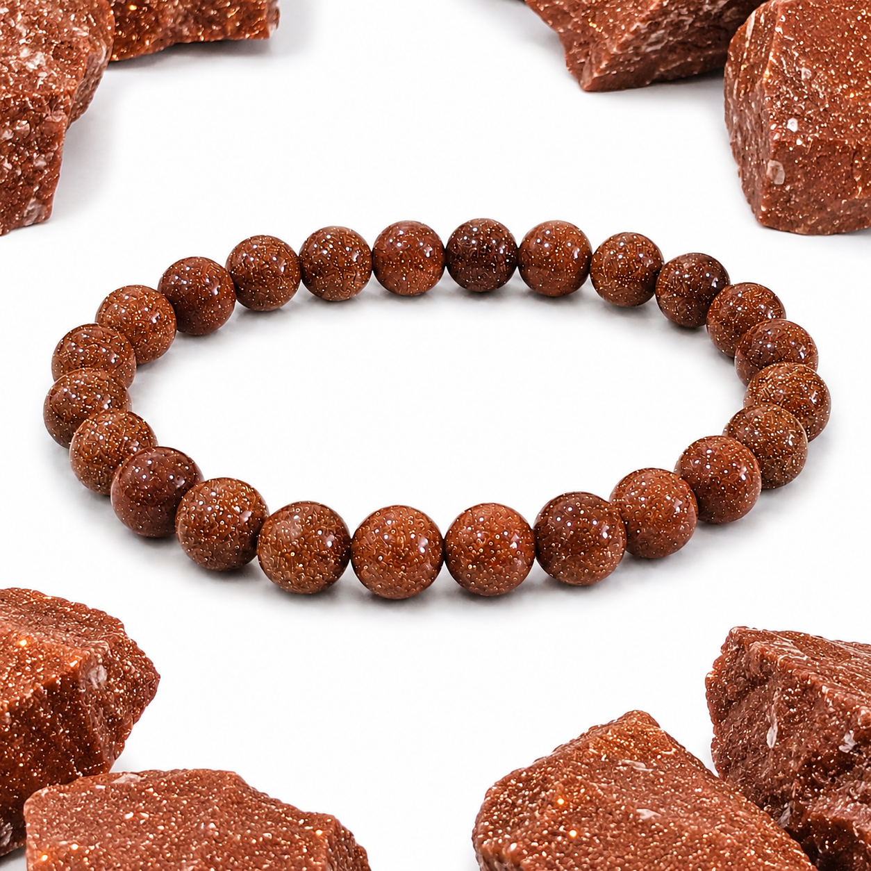 Red Goldstone Bracelet 8mm | Certified Success, Ambition & Positive Energy Crystal Bracelet