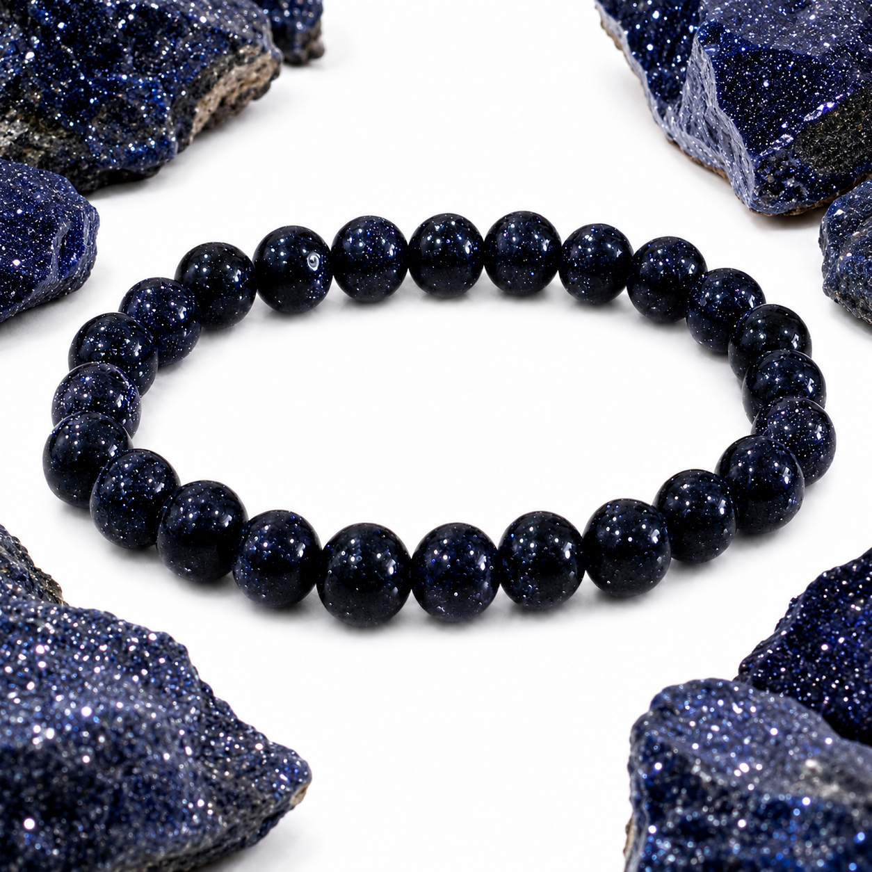 Blue Goldstone Bracelet 8mm | Certified Ambition, Confidence & Positive Energy Crystal Bracelet