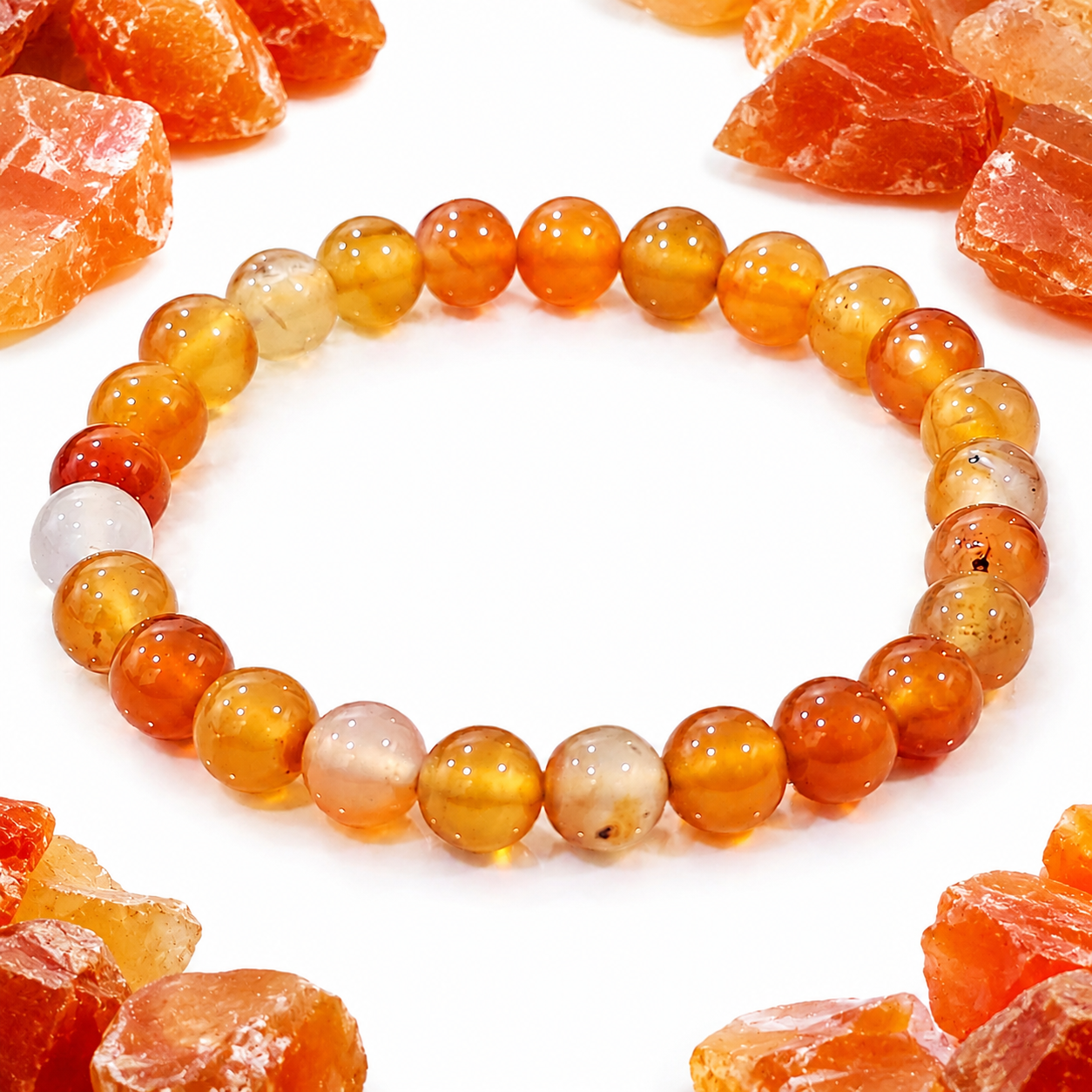 Natural Carnelian Bracelet 8mm | Certified Gemstone Bracelet