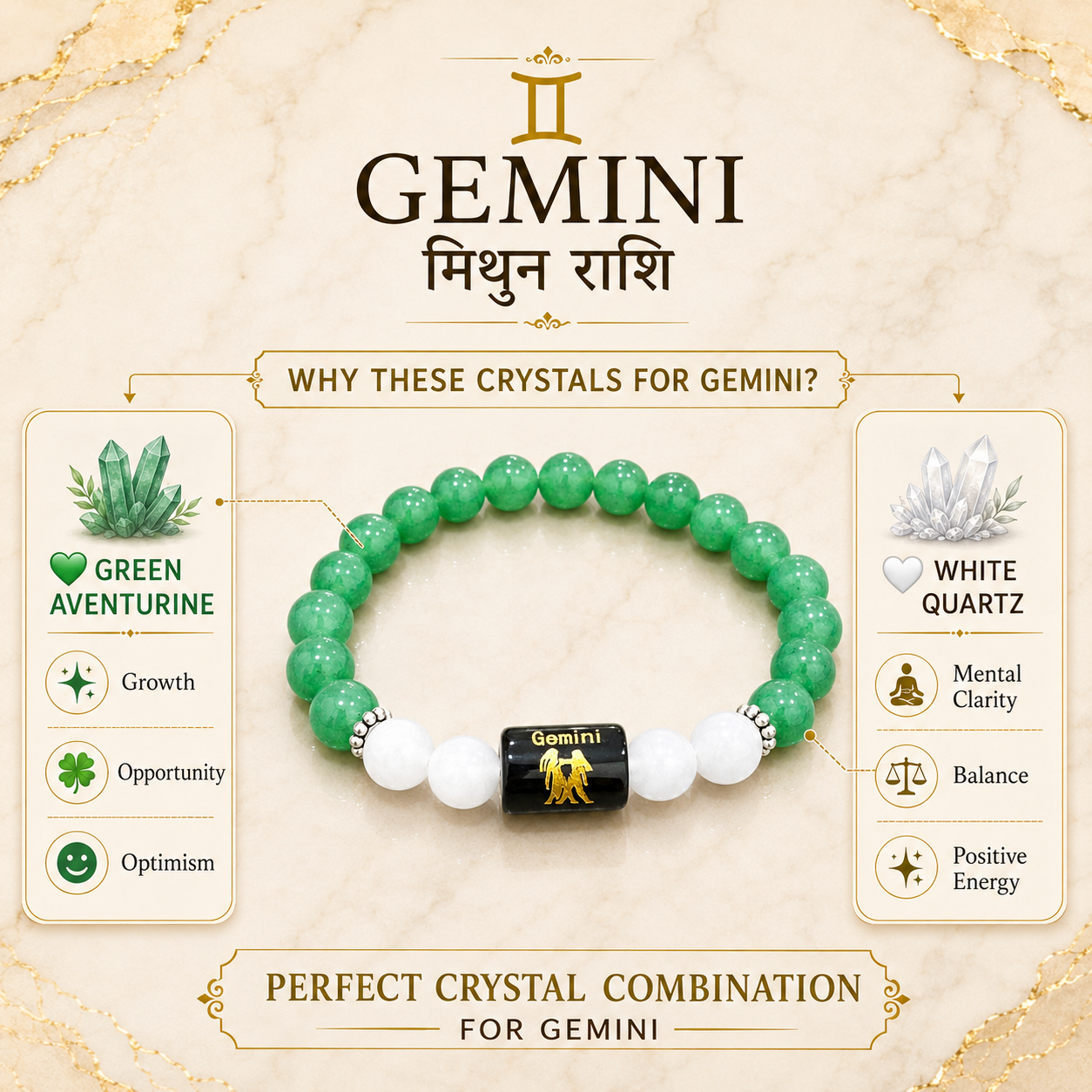 Gemini Zodiac Bracelet (मिथुन राशि)