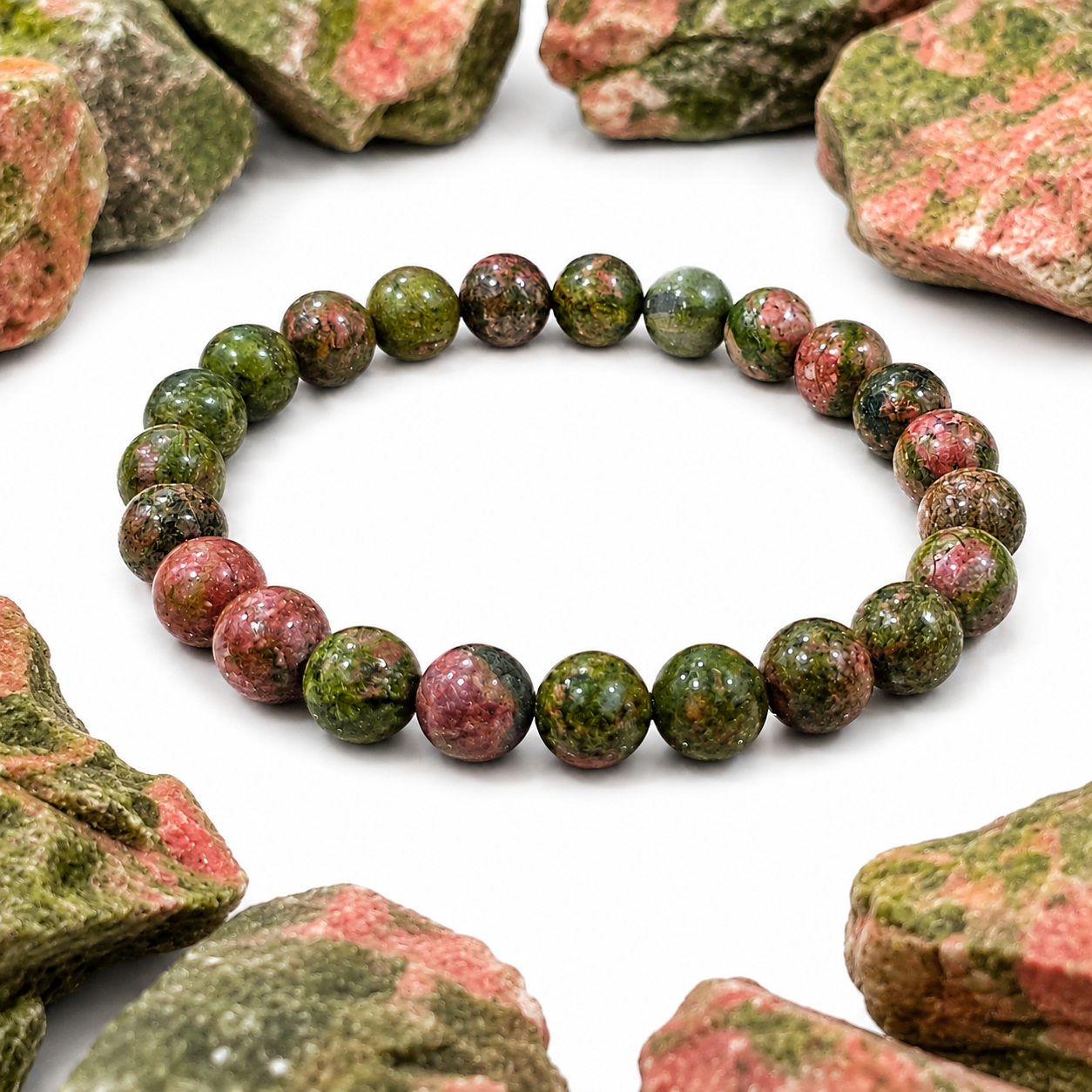 Natural Unakite Bracelet 8mm | Certified Gemstone Bracelet