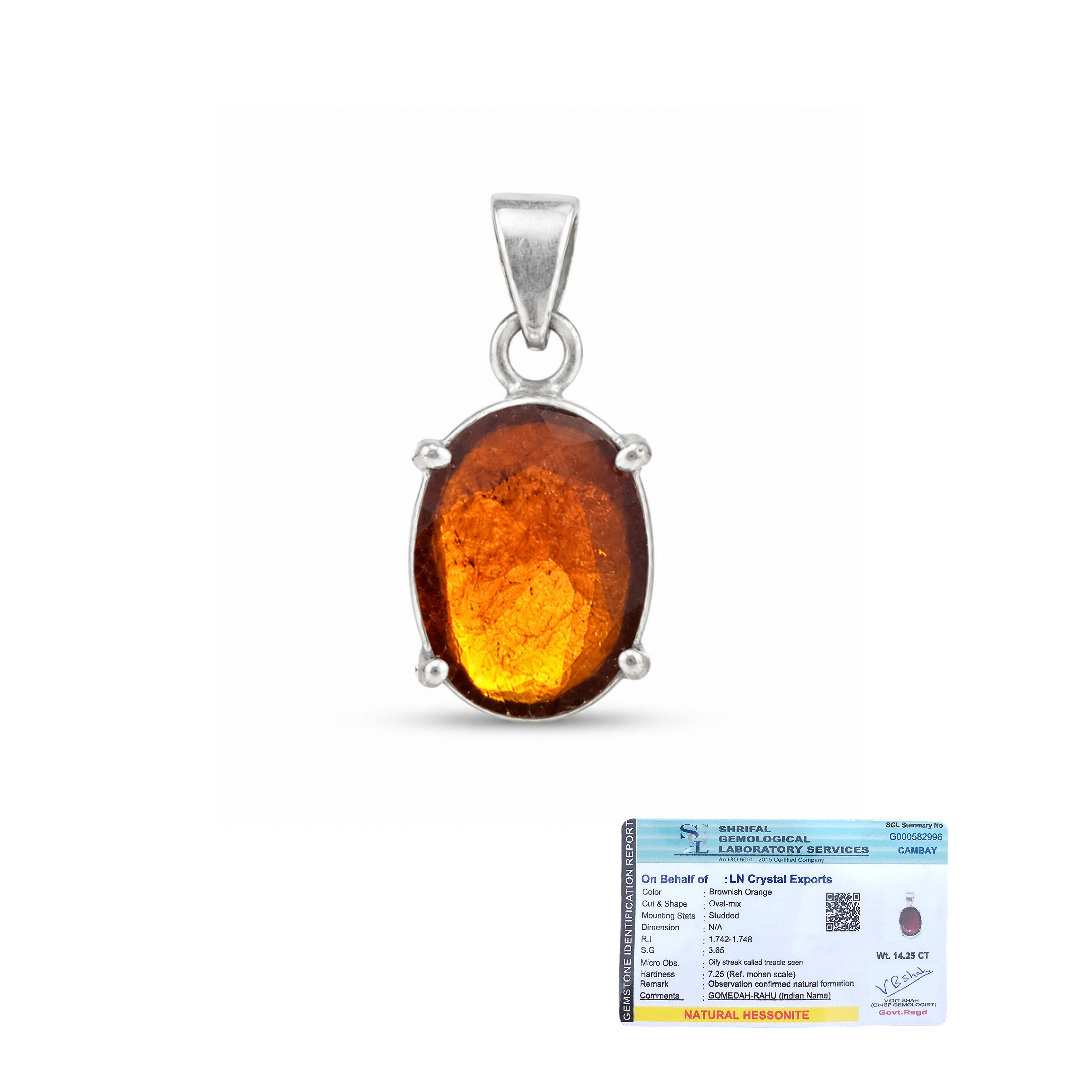 Natural Hessonite (Gomed) Pendant | Handmade Hessonite Gemstone Pendant | Healing Crystal Jewelry