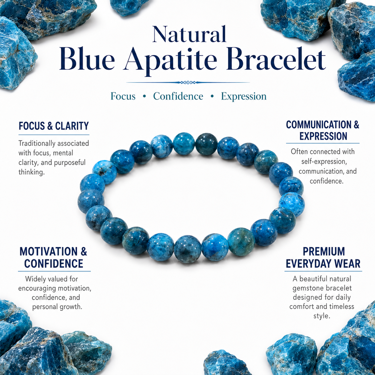 Natural Blue Apatite Bracelet 8mm