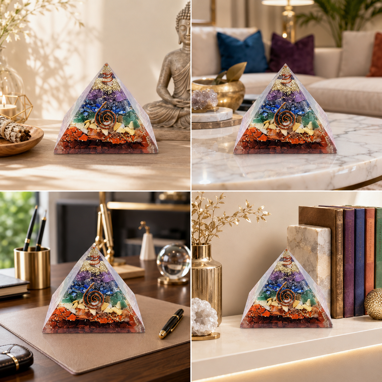 Natural Seven Chakra Orgonite Pyramid